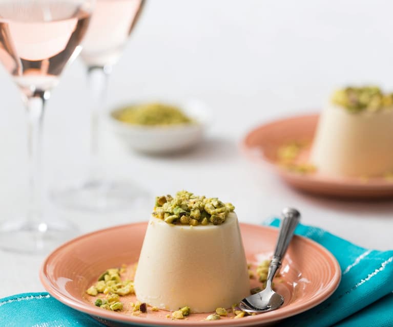 Moscato panna cotta with pistachios