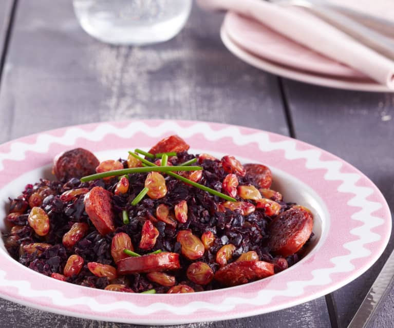 Chou rouge aux raisins secs et chorizo