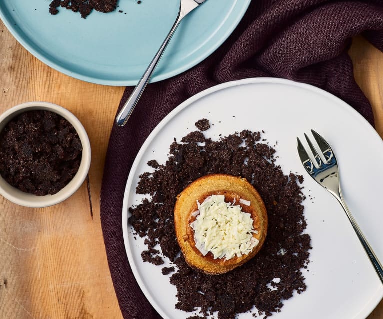 Tortino allo zenzero con crumble al cacao