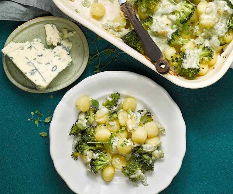 Zapečené gnocchi s brokolicí a sýrem s modrou plísní