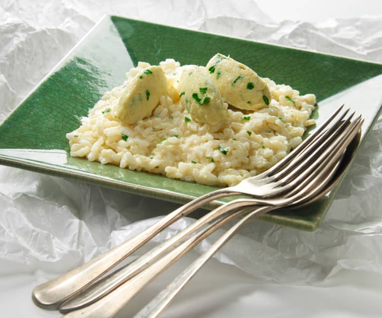 Caldo freddo di risotto al baccalà