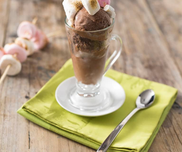 Mocha and hazelnut ice cream with toasted marshmallows