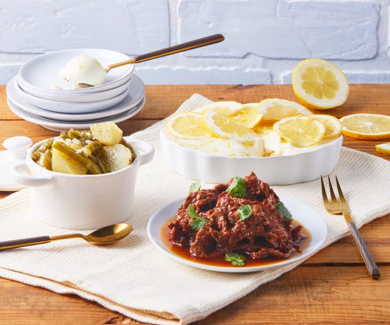 Bistec en pasilla con papas, nopales y tiramisú rápido TM6