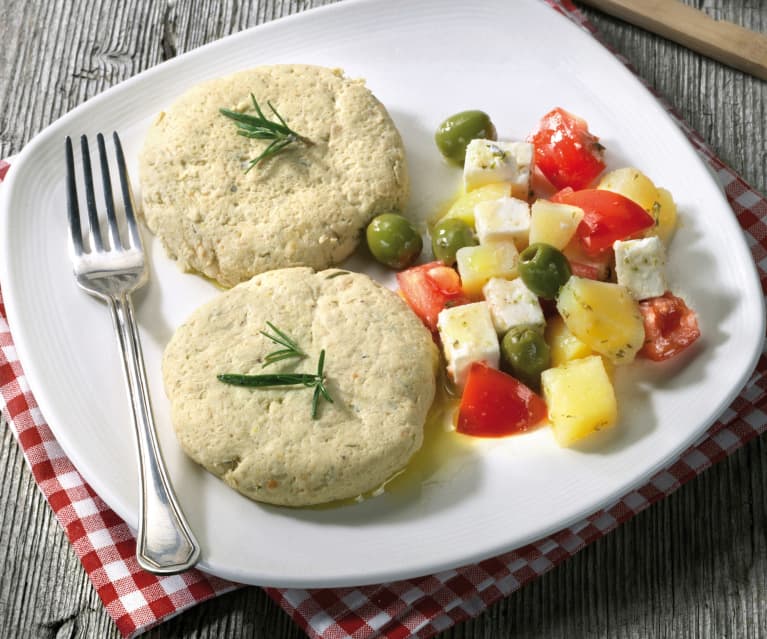 Burger di tacchino e insalata di patate