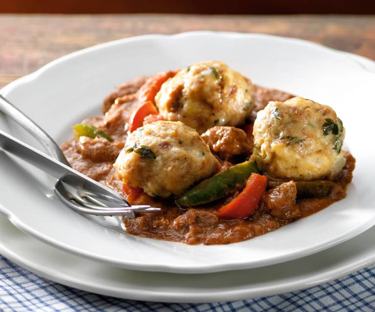 Beef goulash with dumplings