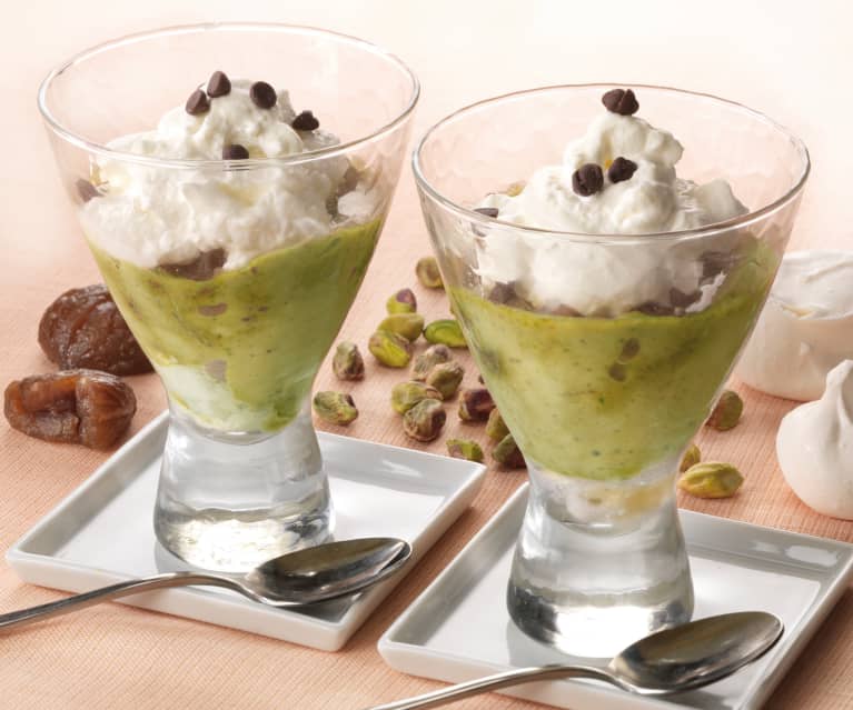 Bicchierini al pistacchio e marrons glacés