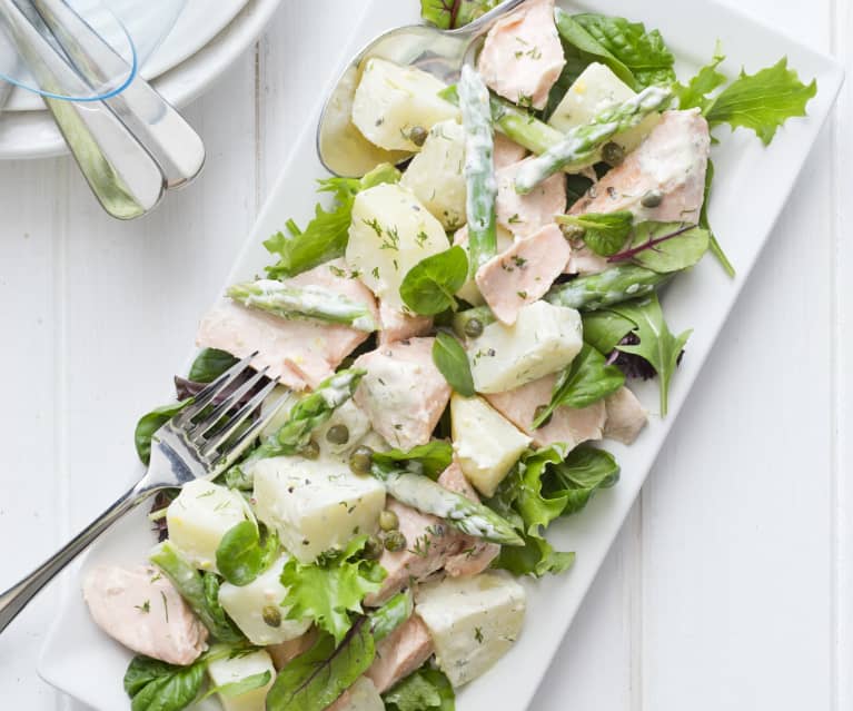 Salmon, asparagus and potato salad
