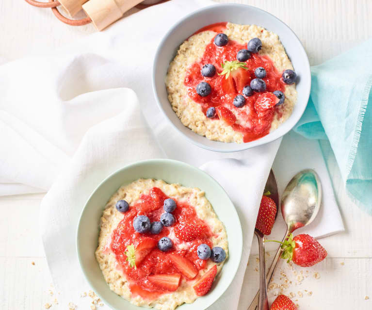 Porridge au coulis de fraises