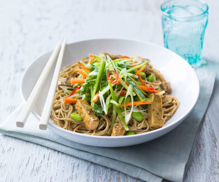 Soba noodle and tofu salad