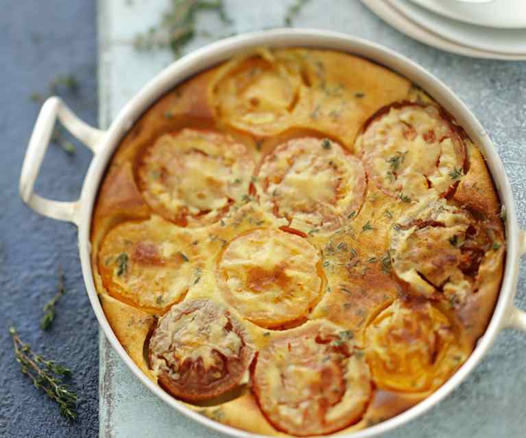 Clafoutis à la tomate, au miel et à la moutarde