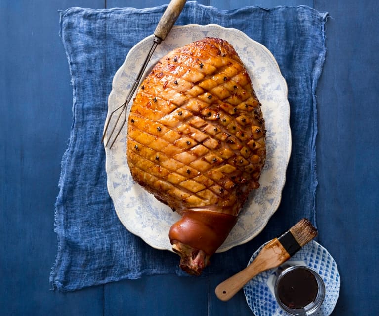 Pineapple and orange glazed ham