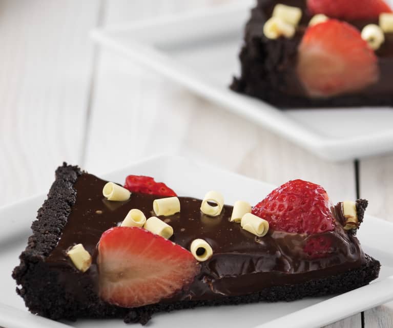 Tarta de chocolate y fresas