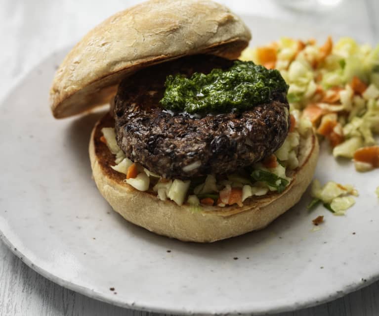 Bean Burgers with Pistou and Slaw