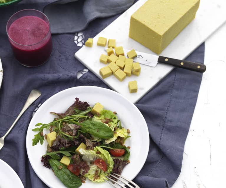 Salada de espelta com tofu birmanês