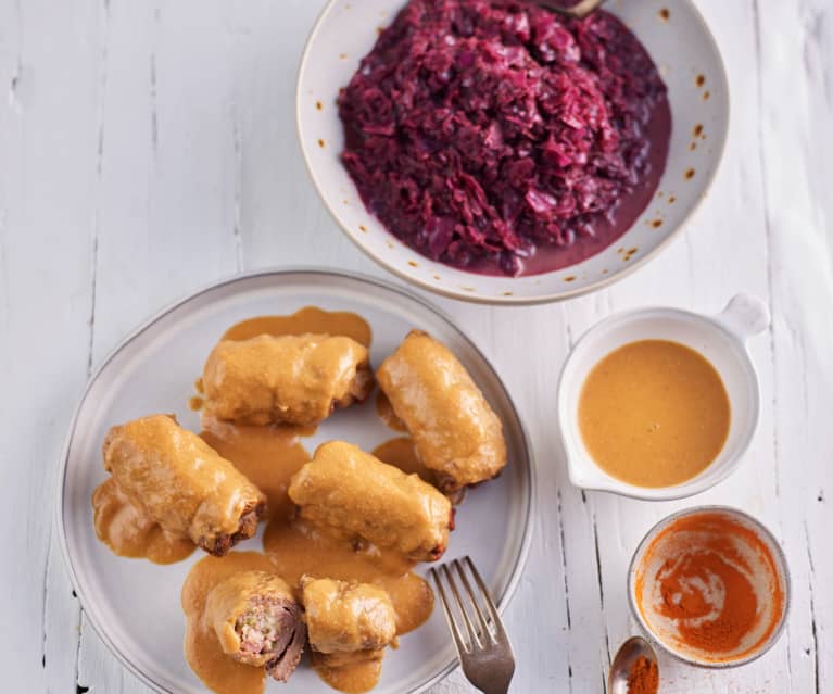 Beef Roulades with Gherkins and Red Cabbage