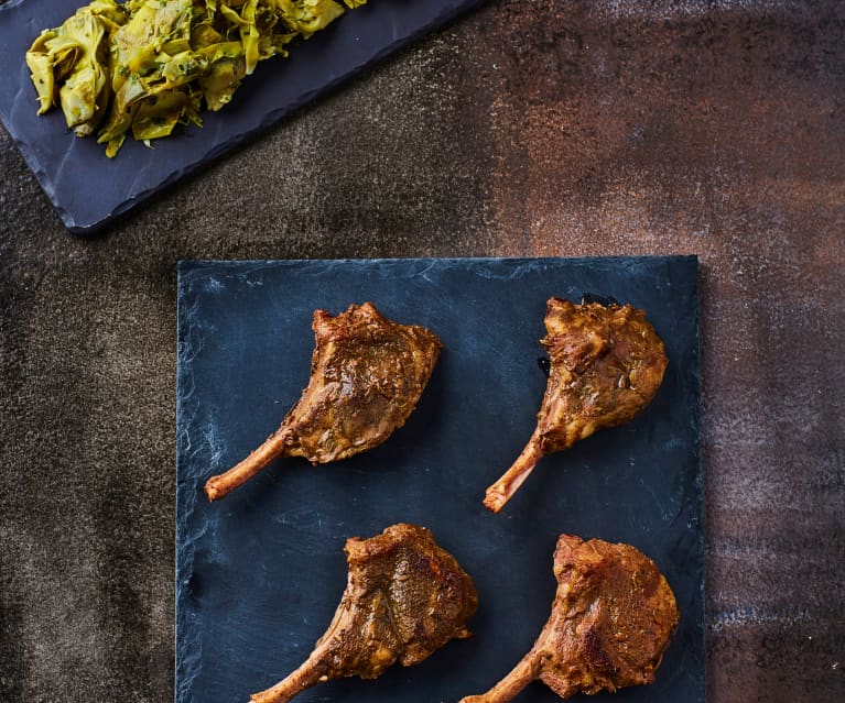 Costolette d’agnello con carciofi sottovuoto