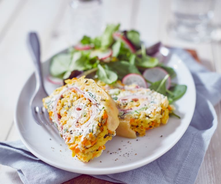 Kartoffelpuffer-Roulade auf dem Blech