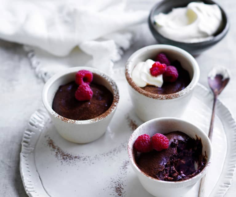 Chocolate raspberry puddings