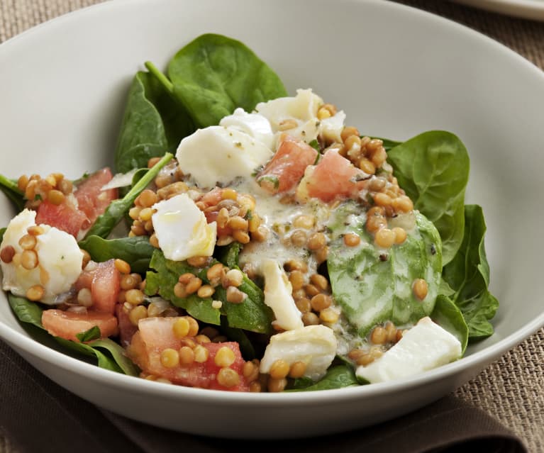 Ensalada de lentejas con bacalao