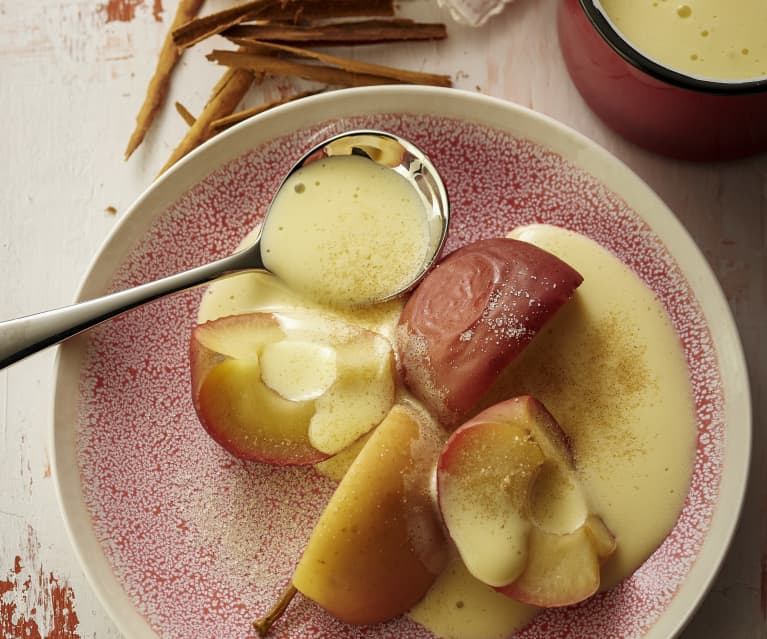 Manzanas con sabayón de sidra