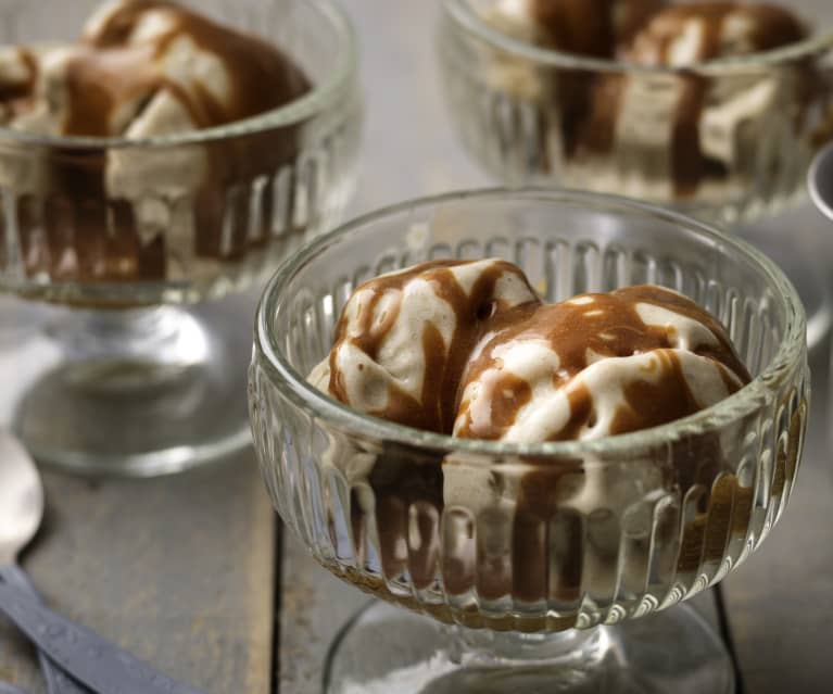 Banana Ice Cream with Salted Caramel Sauce