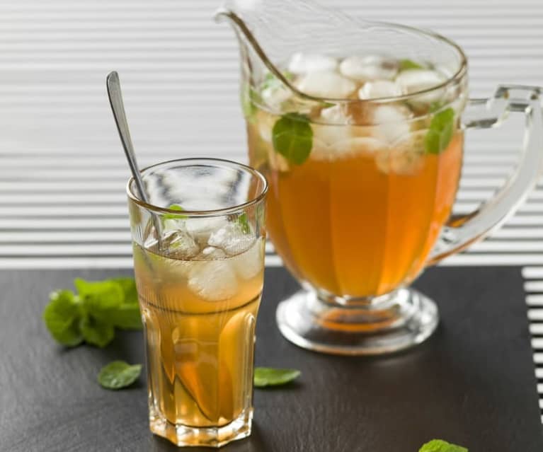 Ice tea de pêssego e hortelã