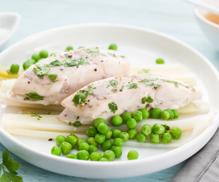 Judías verdes al vapor con pollo en salsa y cacahuetes - Cookidoo