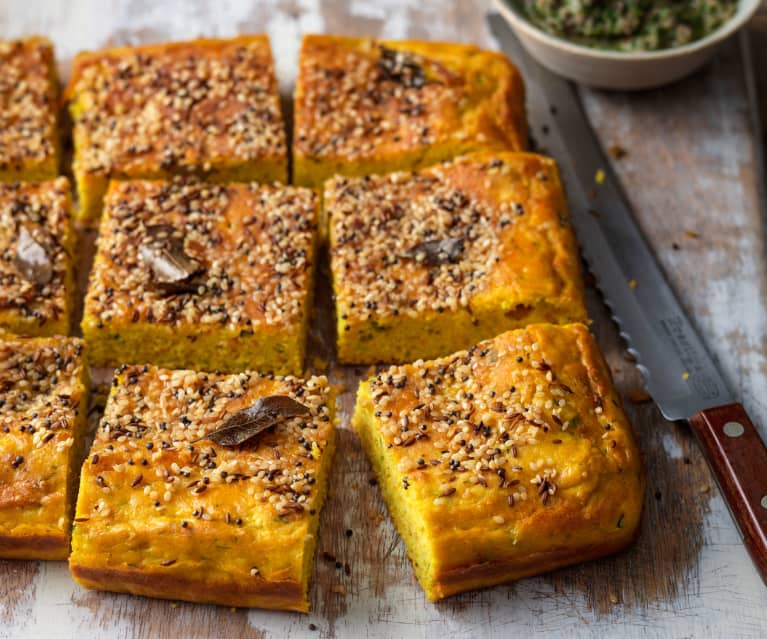 Curried Cake with Coriander Chutney