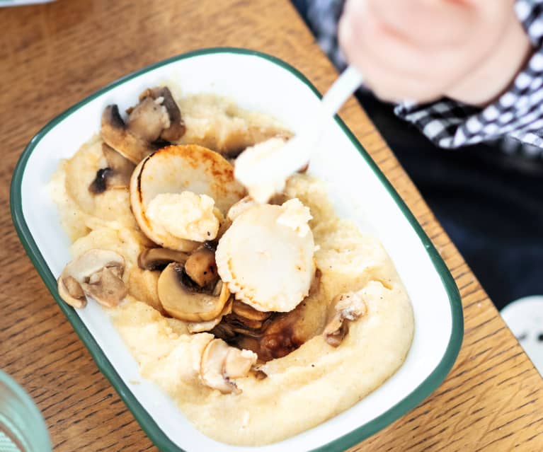 Polenta aux champignons et saint-jacques