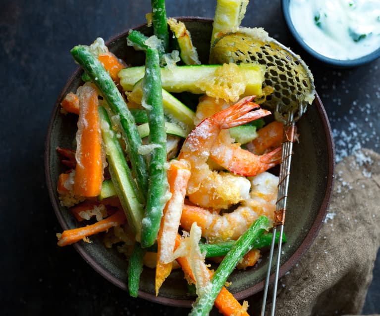 Tempuras de légumes et crevettes