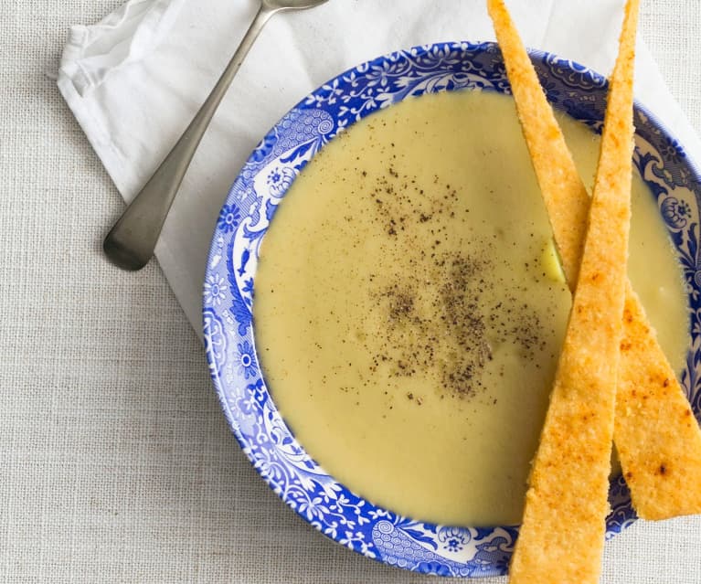 Jerusalem artichoke soup with cheese shards