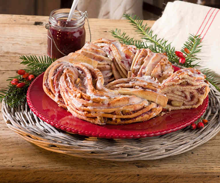 Kringle navideño de frambuesa Kringle navideño de frambuesa
