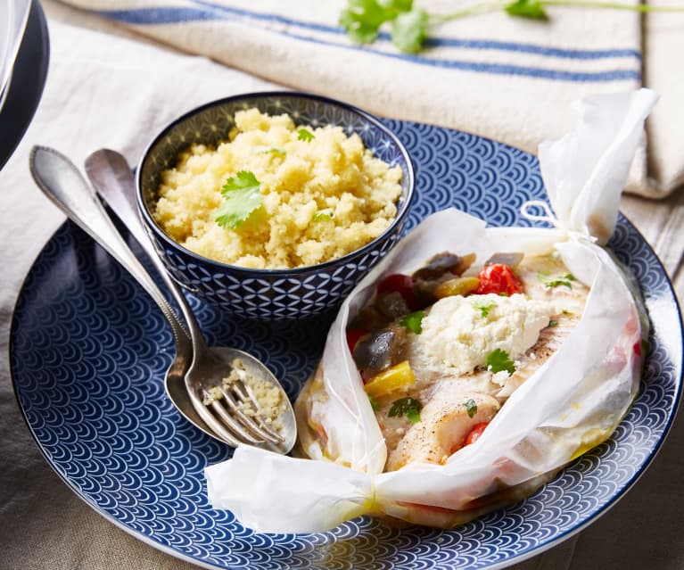 Filet de poisson aux légumes d'été et couscous