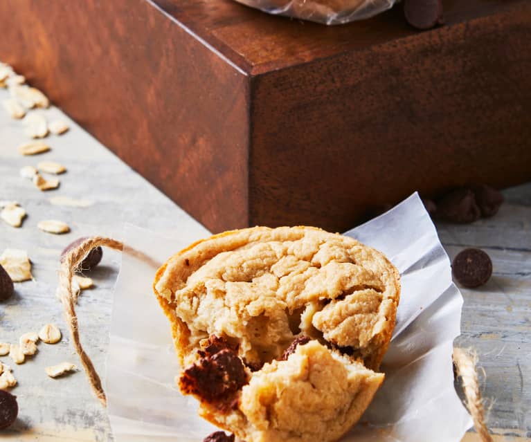 Muffins de avena con chispas de chocolate 