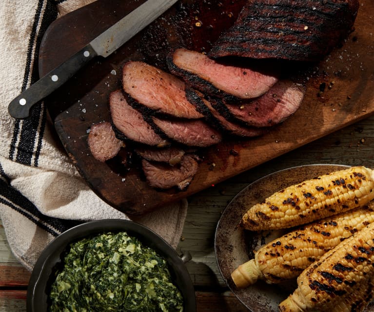 Grilled Tri Tip with Creamed Spinach