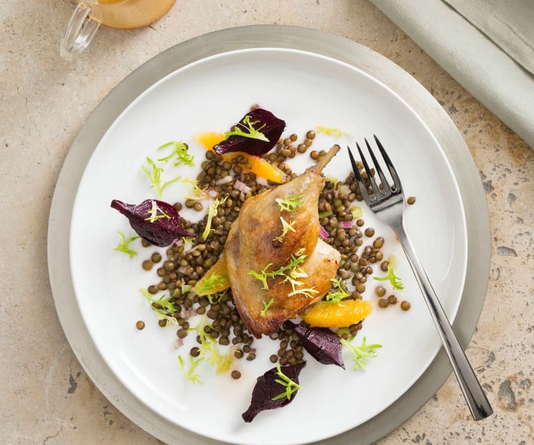 Confit of Pork Tongue with Warm Lentil Salad Recipe