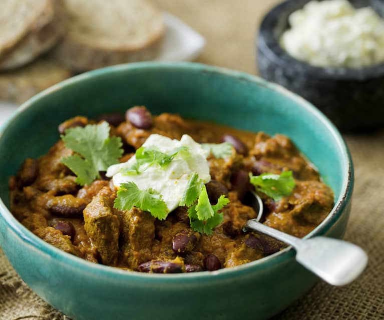 Beef chili with lemon feta