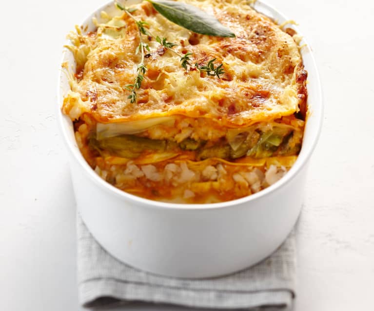 Lasagne de poisson aux asperges et poireau