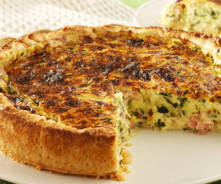 Quiche s cuketou a šunkou