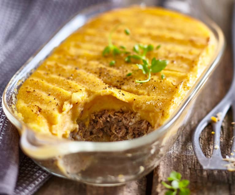 Parmentier pommes de terre-carottes au boeuf cuit