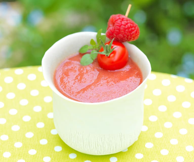 Gaspacho de tomate à la framboise