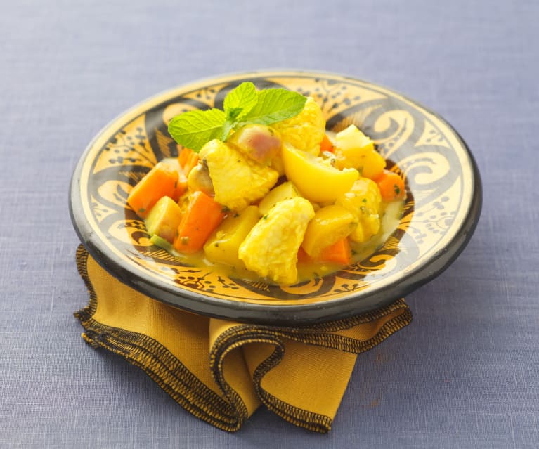 Tajine mit Seeteufelfilet und eingelegten Salzzitronen