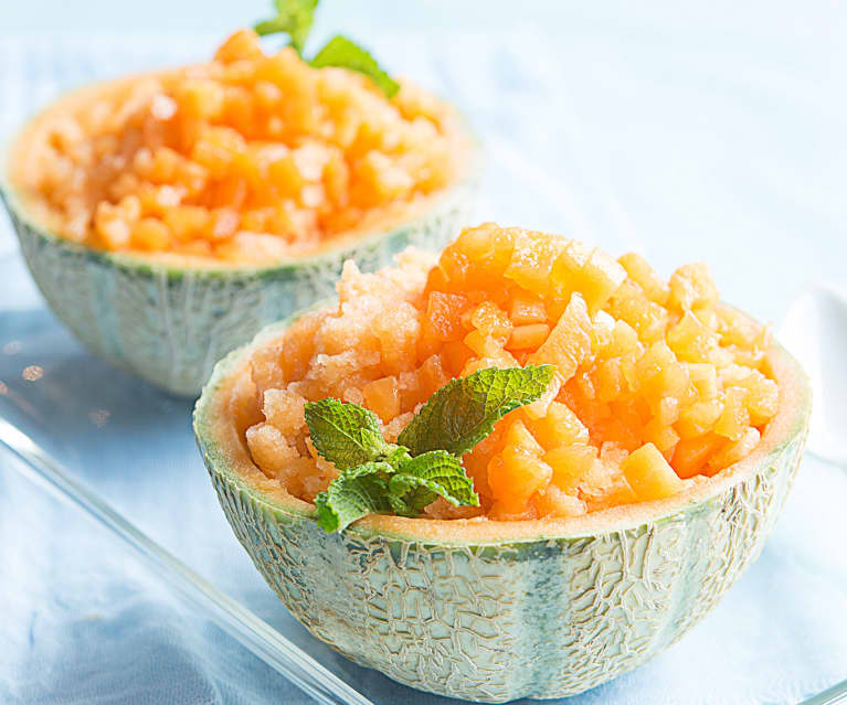 Sorbete de melón cantaloupe (Kakigori de melón)