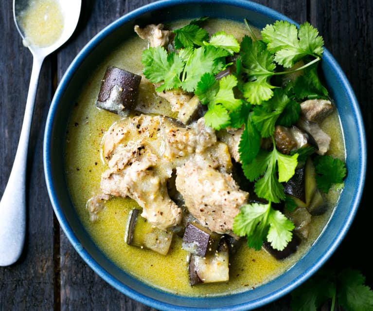 Curry vert de porc aux aubergines