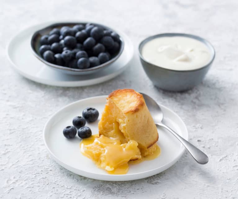 Lemon and white chocolate lava cakes