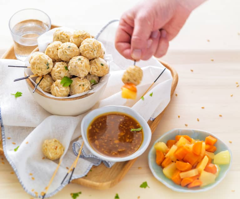 Boulettes de riz et poulet à la vapeur