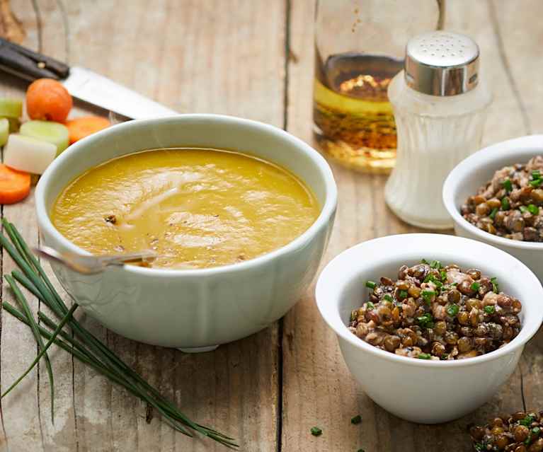 Velouté de légumes et lentilles