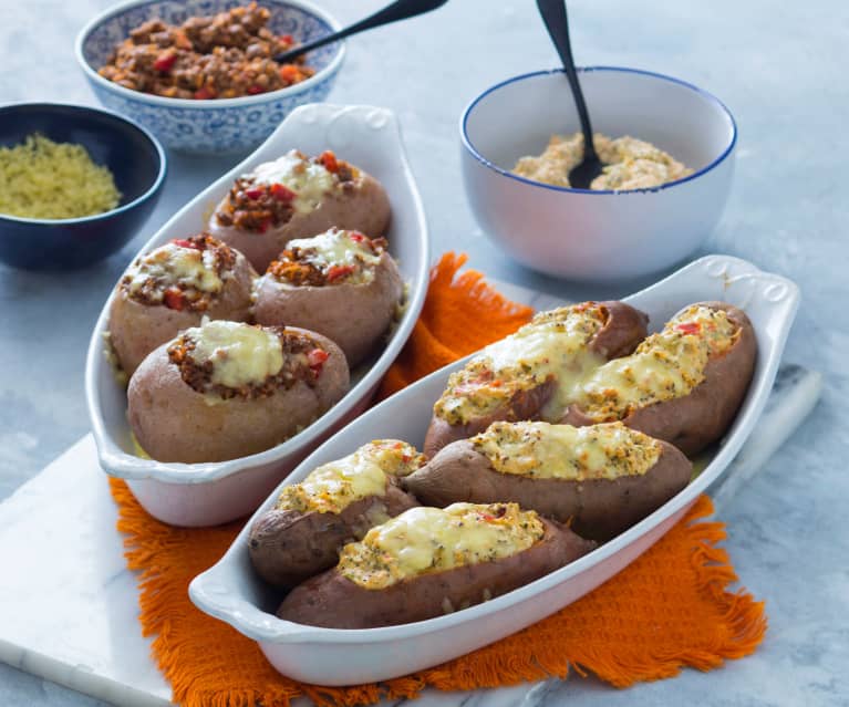 Stuffed jacket potatoes (two ways)