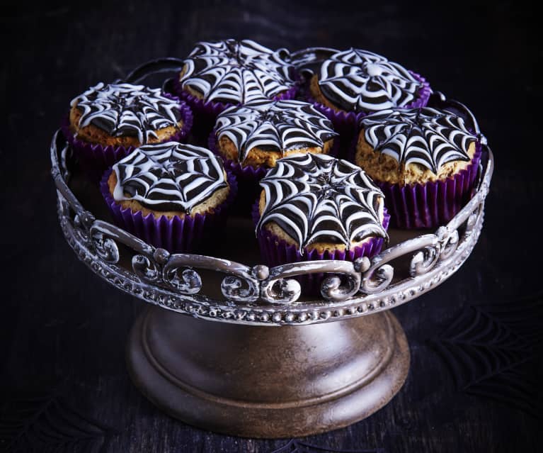 Cupcakes toile d'araignée pour Halloween, avec un délicieux