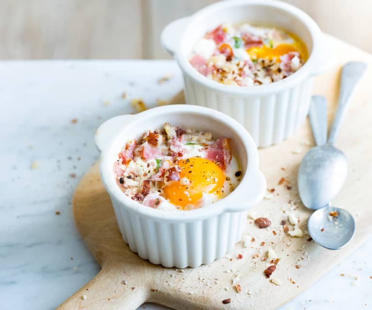 Oeuf cocotte au bacon au Cooking Chef : Recette de Oeuf cocotte au